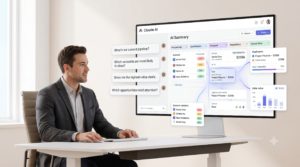 Visual showing a sales rep asking Claude about pipeline | Kizzy Consulting