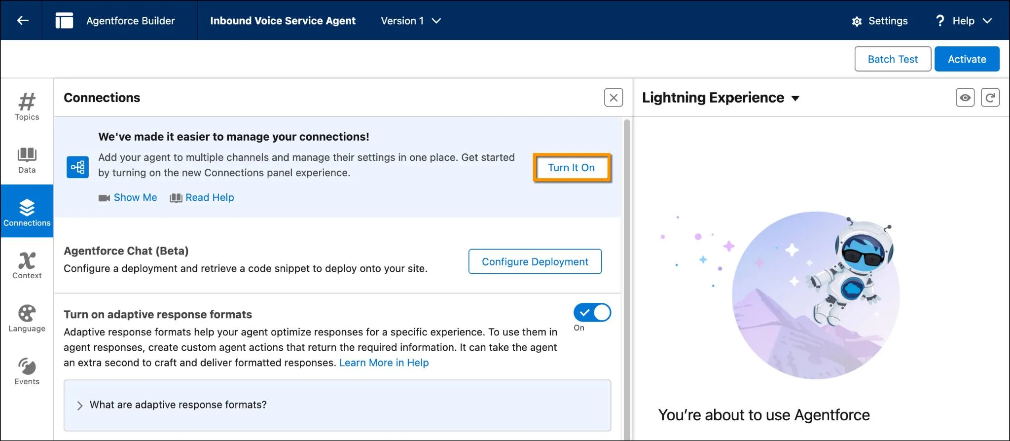 Telephony connection in Agentforce